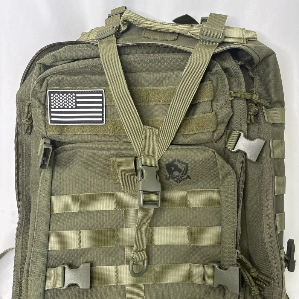 USCCA Military Green Tactical Backpack Adjustable Straps Multi Pocket Gorpcore